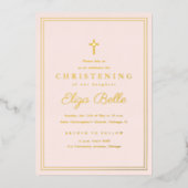 クラシック金ゴールド宗教《キリスト教》洗礼式や命名式 箔招待状 (正面)