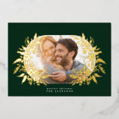 クラシック金ゴールド抽象芸術クリスマスボタニカルフォト 箔シーズンカード (正面)