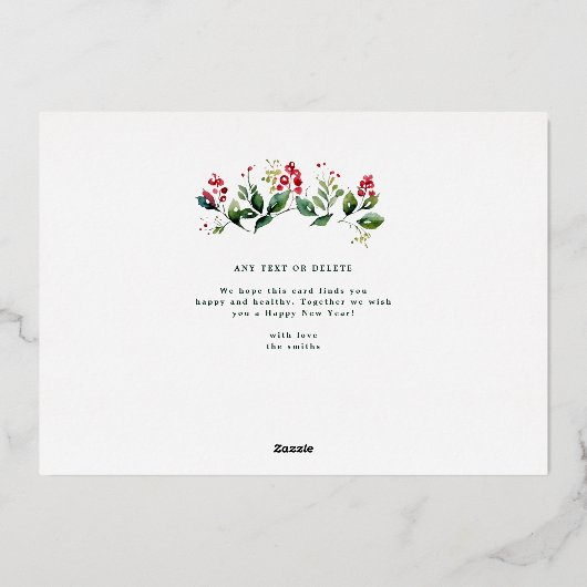 クラシック金ゴールド抽象芸術クリスマスボタニカルフォト 箔シーズンカード (裏面)