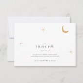 クラシック金ゴールド月の星の写真結婚 サンキューカード (正面)