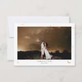クラシック金ゴールド月の星の写真結婚 サンキューカード (裏面)