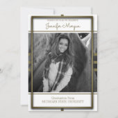 クラシック金ゴールド枠写真卒業招待状 招待状 (正面)