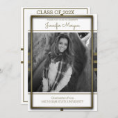 クラシック金ゴールド枠写真卒業招待状 招待状 (正面/裏面)