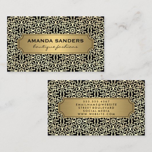 クラシック金ゴールド枠装飾模様 名刺 (正面/裏面)