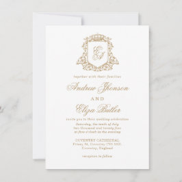 クラシック金ゴールド王室のモノグラム結婚式招待状 招待状