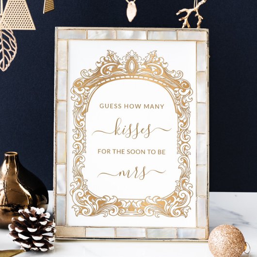 クラシック金ゴールド白縁どキスゲーム数 ポスター