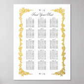 クラシック金ゴールド結婚植物学座席計画 箔ポスター (正面)