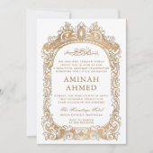 クラシック金ゴールド縁どイスラムアクイカAqeqaベビー 招待状 (正面)