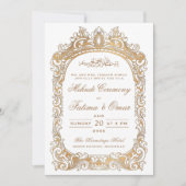 クラシック金ゴールド縁どムスリムイスラム式メンディ式 招待状 (正面)