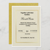 クラシック金ゴールド縁ど結婚式招待状 招待状 (正面/裏面)