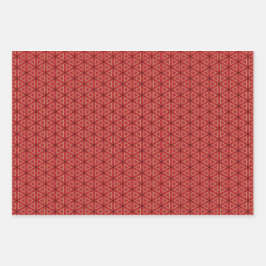 クラシック金ゴールド赤身と赤身の3ピースラップセット ラッピングペーパーシート