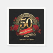 クラシック金ゴールド50周年記念結婚会 スタンダードカクテルナプキン (正面)