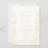 クラシック金ゴールドChinoiserieビクトリアンフローラ結婚ズ 招待状 (正面)