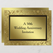 クラシック金結婚金周年記念6.5x8.75招待状 招待状 (正面/裏面)