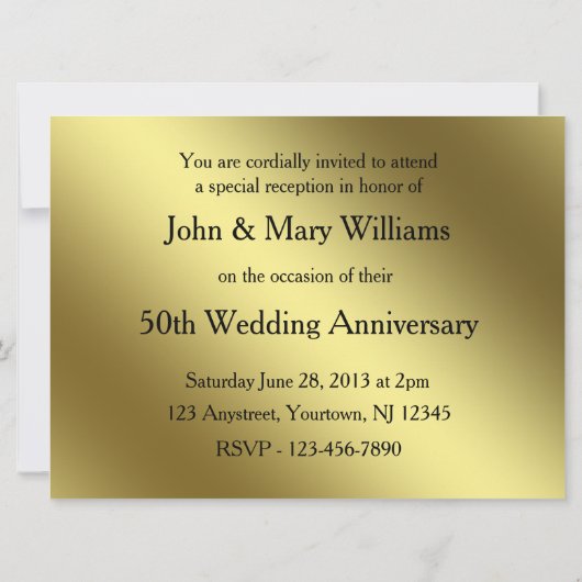 クラシック金結婚金周年記念6.5x8.75招待状 招待状 (裏面)