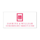 クラシック長方形の二重中国の幸福結婚の セルフインキングスタンプ (デザイン)