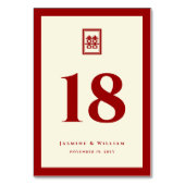 クラシック長方形の二重中国の幸福結婚の テーブルナンバー (裏面)