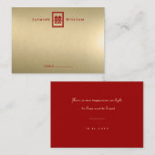 クラシック長方形の二重中国の幸福結婚の プレイスカード (正面/裏面)