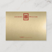 クラシック長方形の二重中国の幸福結婚の プレイスカード (正面)