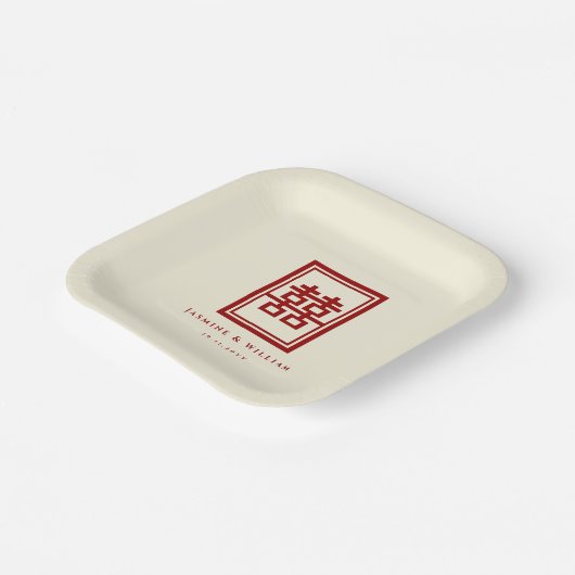 クラシック長方形の二重中国の幸福結婚の ペーパープレート (傾斜あり)