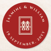 クラシック長方形の二重中国の幸福結婚の ラウンドペーパーコースター (正面)
