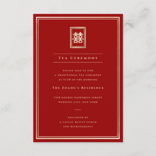 クラシック長方形ダブルハピネス茶道 エンクロージャーカード (正面)