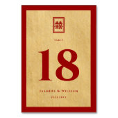 クラシック長方形ダブル西金中国の金結婚の テーブルナンバー (正面)