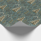 クラシック雪の冬の森の木のアートパターン ラッピングペーパー (角)