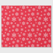 クラシック雪フレーク赤と白クリスマス ラッピングペーパー (フラット)