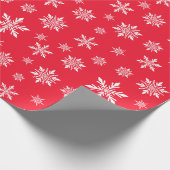 クラシック雪フレーク赤と白クリスマス ラッピングペーパー (角)