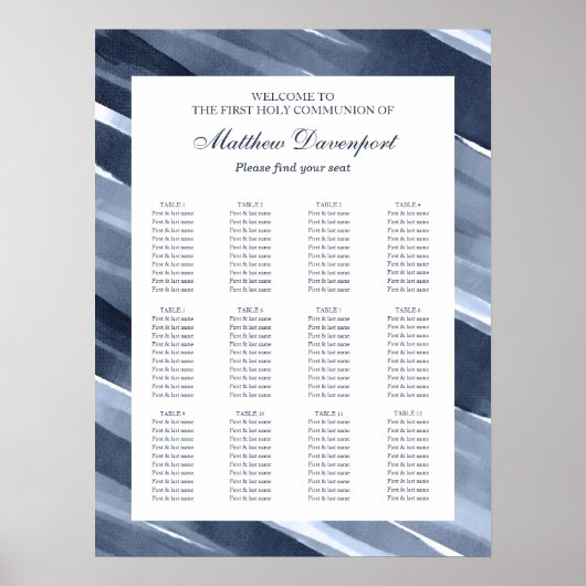 クラシック青いモダン座席表 ポスター (正面)