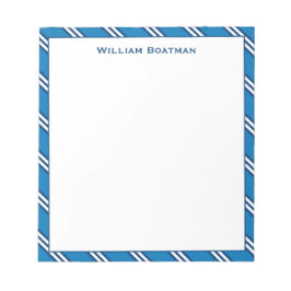 クラシック青い対角線タイストライプパタンメモ帳 ノートパッド