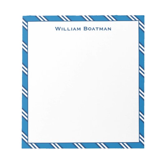 クラシック青い対角線タイストライプパタンメモ帳 ノートパッド (正面)