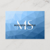 クラシック青い幾何学的メッシグラデーションュパターンモノグラム 名刺 (裏面)