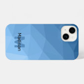 クラシック青い幾何学的メッシグラデーションュパターンモノグラム iPhoneケース (裏面横)