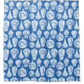 クラシック青い白いシノワジェリージンジャーズパターン シャワーカーテン (正面)