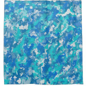 クラシック青とターコイズ絵を描 シャワーカーテン (正面)