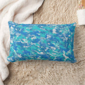 クラシック青とターコイズ絵を描 ランバークッション (ブランケット)