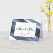 クラシック青とモダン金ゴールドサンキューカード カード (黄色い花)