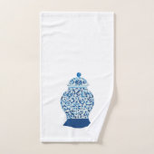 クラシック青と白のジンジャージャー バスタオルセット (ハンドタオル)