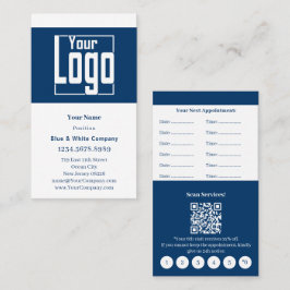 クラシック青と白のポートレート形式のロイヤリティと 予約カード