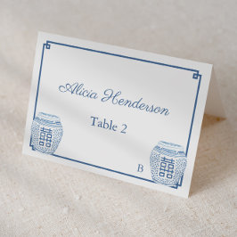 クラシック青と白の結婚座席表 テーブルナンバー
