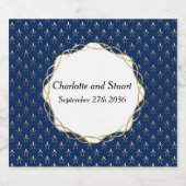 クラシック青と金ゴールド結婚 スパークリングワインラベル (シングルラベル)