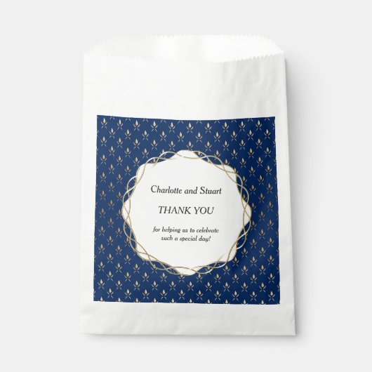 クラシック青と金ゴールド結婚 フェイバーバッグ (正面)