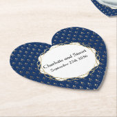 クラシック青と金ゴールド結婚 ペーパーコースター (アングル)