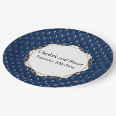 クラシック青と金ゴールド結婚 ペーパープレート (アングル)