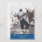 クラシック青のモダントレンディー 招待状 (正面)