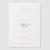 クラシック青エレガント刻印フローラ ベラム紙招待状 (正面)