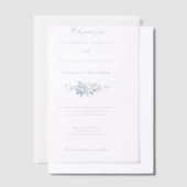 クラシック青エレガント刻印フローラ ベラム紙招待状 (オフセット)