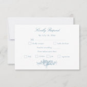 クラシック青エレガント白フローラトイル 出欠カード (正面)